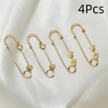 3/4/6Pcs Vintage Brooch Set, Gold Quilted Pins, Retro Style Brooches, Adjustable Waist Safety Pins, For Dress And Jeans Clothing Decoration - Multicolor - View 20