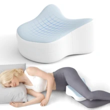 1pc Ergonomic Memory Foam Leg Pillow, Contoured To Leg Curve, Side Sleeping Leg Support Pillow, Removable Washable Pillowcase, Home Rest Bedroom Sofa Multi-Scenario Sleep Pillow - Baby Blue - View 10