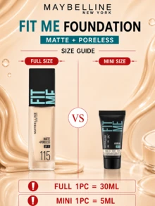 Maybelline Soft Matte Sunscreen Foundation 115, 5/30ml, Tahan Lama dan Menutrisi, 3-in-1, Terasa Seperti Tanpa Makeup, Hasil Akhir Matte Sempurna, Cocok untuk Kulit Berminyak - Alas Bedak Maybelline Fitme, Matte Finish, 115 - View 5
