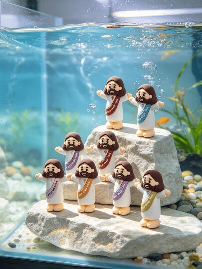 100/50/20/10/1pc Cartoon Elderly Figurines, Home Decor, Mini Landscape Ornaments, Car Interior & Desktop Decor