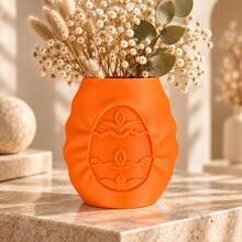 1pc Textured Embossed Vase, Modern Unique Asymmetrical Shape Vase, Suitable For Dried Flowers And Fresh Flowers, Decorative Tabletop Centerpiece, Bohemian Style Home Decor, Suitable For Living Room Bookshelf - Multicolor - View 13