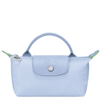 Longchamp Le Pliage Green Mini Tote Bag With Handle,  Nylon, Foldable, Zipper Closure, Sky Blue