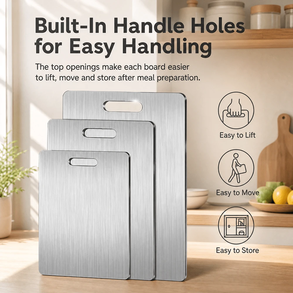 1pc/2pcs/3pcs/Stainless Steel Cutting Board, Kitchen Cutting Board, Dishwasher Metal Cutting Board, Set Kitchen Meat, Fruit, Vegetable Cutting Board, Mother's Day, Valentine's Day, Durable