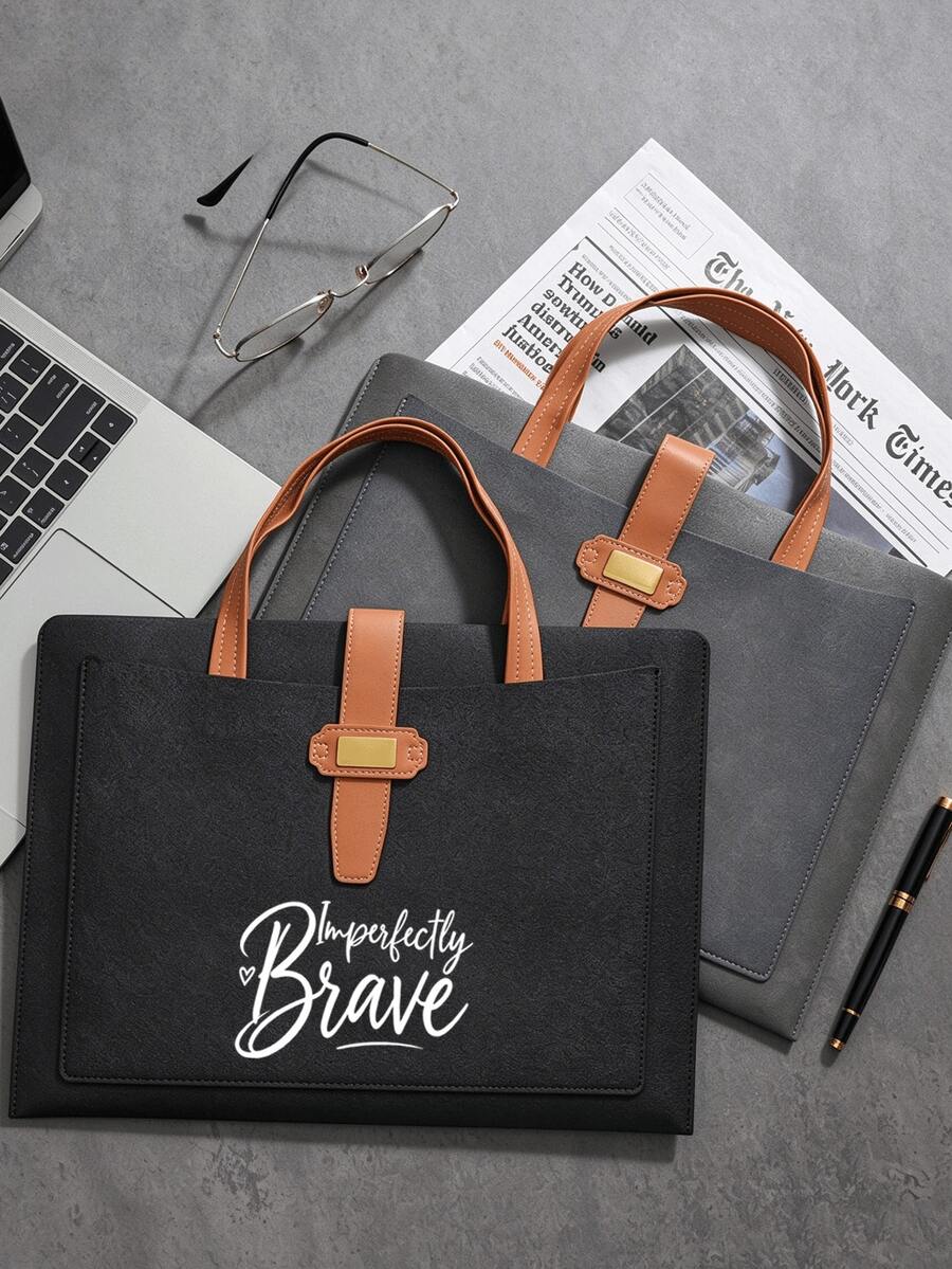 Classic Imperfectly Brave Slim Briefcase Laptop Bag,Briefcase And Messenger Bag Functions Spacious Interior Capacity For Laptop And Other Items - Multicolor - View 1