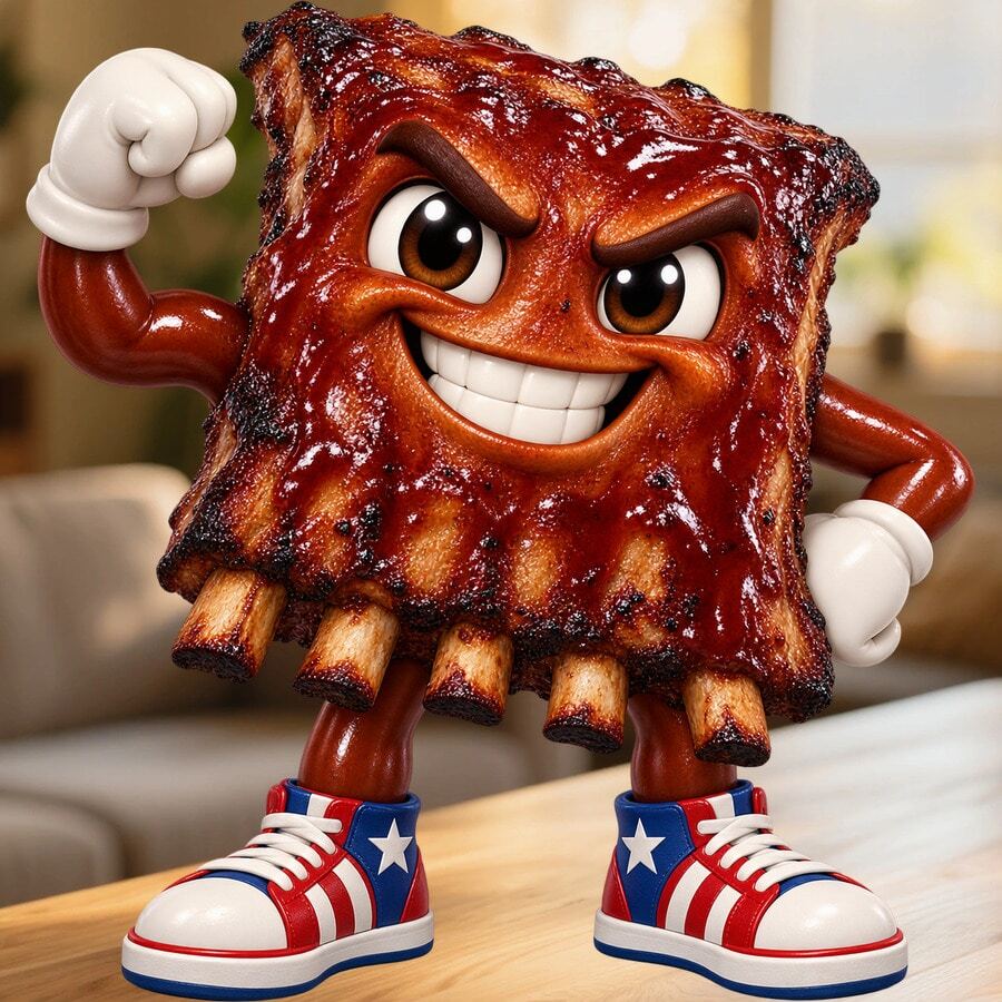 Bold Barbecue Ribs Fridge Magnet, A Backyard Cookout Story For Fun Family Kitchen Moments For All Metal Surfaces Throughout The Home - A - View 1