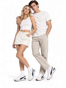 Puma Unisex Breathable Lightweight Low-Top Couple Shoes Shock-Absorbing R78 Sports Casual Shoes - White/Beige - View 4