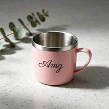 1pc Personalized Custom Small Water Cup, Customizable Text Name, 304 Stainless Steel Material, With Handle Anti-Scald Drinking Cup, Suitable For Daily Use, PP Shell Lightweight, Multiple Fresh Color Options, Home Dormitory Drinking Mug - Multicolor - View 7