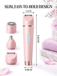 SKYWORTH 3-In-1 Women's Electric Epilator, Rechargeable Facial Shaver, Body Trimmer And Nose Hair Trimmer, Portable Type-C Grooming Tool - View 11
