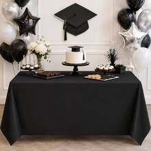 137*274 Cm Disposable Solid Color Minimalist PEVA Tablecloth For Birthday Party, Wedding, Holiday Gathering, Rectangular Dining Table Decoration - Black - View 2