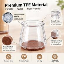 Silicone Chair Leg Caps With Felt Lining, Non-Slip, Noise-Reducing, 8pcs/16pcs/24pcs Optional Sizes, Transparent Silicone Material, Floor Protector. Suitable For Kitchen, Bedroom, Living Room - Transparent and Light Brown - View 2