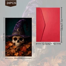 24pcs + 1 Amplop Merah Kartu Pos Halloween Misterius, Elemen & Penyihir dengan Teks Gang Hantu, Cocok untuk Teman, Perayaan Halloween, Gaya Seni Fantasi Gelap - Set - View 3