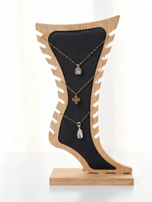 1pc Multi-Specification Creative Bamboo Wood Jewelry Display Stand / Necklace Bracelet Anklet Display Rack, Suitable For Live Streaming Display, Store Wholesale, Desktop Storage Jewelry Display Stand, Home Storage Display Rack - Multicolor - View 3