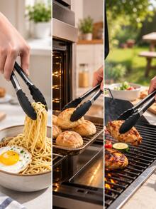 Set Penjepit Dapur Stainless Steel 3 Buah, Penjepit Makanan Ukuran Besar, Sedang, dan Kecil dengan Ujung Silikon Anti Selip dan Cincin Gantung, Penjepit Masak Multifungsi untuk Memanggang, Steak, Salad, Membakar, BBQ, Menyajikan, dan Aksesori Dapur Rumah Tangga - MultiWarna - View 5