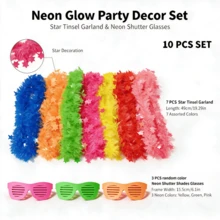 7pcs Glow In The Dark Party Necklaces, Glow In The Dark Party Supplies, Fluorescent Black Light Necklaces Party Favors, Glow In The Dark Photo Booth Props, Suitable For Women Men Adults Halloween, Sequin Necklace Decoration, Used For Fluorescent Decoration, Photo Booth - View 19