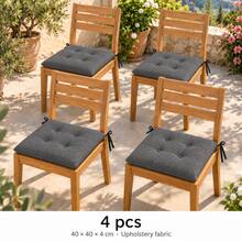 40 X 40 X 4 Cm Chair Seat Cushions, Square Polyester Chair Pads, 1, 2, 4 Or 6 Piece Packs, 8 Solid Colours - Dark Grey - View 12