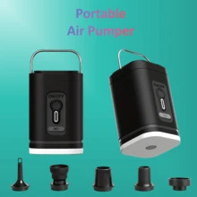 Compact Mini Air Pump With LED Camping Light And SOS Mode, 1200mAh Battery, Portable And Space-Saving, Equipped With 6 Nozzles, Suitable For Camping, Water Sports And Home Use, Compatible With Inflatable Pillows, Air Mattresses And Swim Rings (Not Suitable For Balloons Or Tires) - Multicolor - View 2
