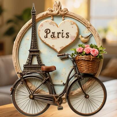Imán de nevera con bicicleta de París, un paseo lleno de rosas bajo la Torre Eiffel para momentos románticos en la cocina, para todas las superficies metálicas del hogar