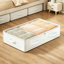 2pcs White Underbed/Closet Storage Boxes, Foldable Underbed Organizer, Multi-Functional Universal, Suitable For Storing Blankets, Skirts, Bedding, Great Value Must-Have, Best Gift For Christmas, Halloween, Back To School - White - View 7