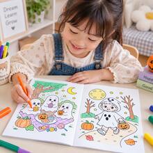 Halloween Cute Style Children's Coloring Book Ghost Black Cat Pumpkin Holiday Theme Coloring Picture Book Kids Leisure Doodle Painting Practice Notebook Back To School Learning Supplies Student Holiday Gift - Multicolor - View 12