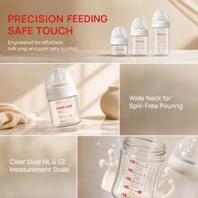 1 Buah Botol Bayi Kaca Leher Lebar 80ml/160ml/240ml Botol Susu Transparan Bening dengan Skala yang Jelas - MultiWarna - View 8