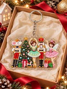 2D Christmas Theme Nutcracker Keychain, Christmas Keychain, Christmas Tree Hanging Electrostatic Soldier Figure Bag Charm, Nutcracker Dancing Bag Pendant, Suitable For Desktop Decoration, Creative Holiday Gift For Lovers And Friends, Best Christmas Gift. - Multicolor - View 8