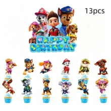 25pcs New Cartoon Paw Patrol Birthday Party Cake Toppers, Backdrop Banners, Paw Patrol Theme Party Decorations, Cake Decor Ornaments - Multicolor - View 14