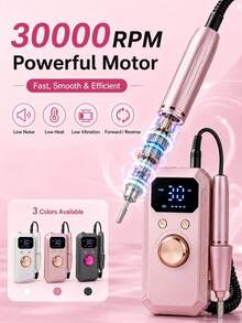 Rechargeable Electric Nail File, Professional Portable Acrylic, Gel Nail And Polishing Tool, Includes 11 Nail Drill Bits And 20 Sanding Bands, Wireless Design, High-Speed Tool Suitable For Salon And Home Use, Great Gift For Women - A - View 5