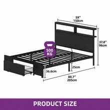 Yitahome Bed Frame,LED With Headboard,Type-C USB Ports & Charging Outlets,Metal Platform Bed Frame No Box Spring Needed King Size - Black - View 3