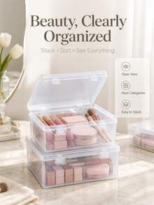 1/2/3/4/5pcs Transparent Plastic Storage Box With Flip Cover, Multi-Size Rectangular Organizer For Fishing Tackle, Jewelry Parts, Electronics Components, Hardware, Toy Pieces,Snacks, Craft Supplies &Small Accessories,Clear Stackable Storage Case For - Clear - View 4