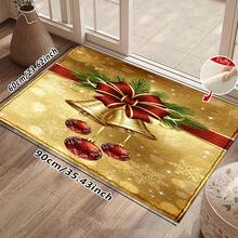 1pc Kitchen Floor Mat, Soft Faux Cashmere Material, Holy Gold Style Christmas Bell Pattern, Kitchen, Entryway, Front Door, Bedroom Door, Bathroom Anti-Slip Mat, Holiday Atmosphere Home Decor, Suitable For Multiple Scenes, Room Decoration, Holiday Gift - Multicolor - View 12