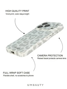UMBAUTY 1pc Beige Light Gray Leopard Print Design Phone Case, Compatible With Phone 18 Pro Max, Fits Apple 18/17/16/15/14/13/12/11 Pro Max/Plus/Mini 17e, Full Coverage High-Definition Print Soft Shell Phone Case, Raised Screen/Lens Protection, Unisex, Ideal Gift For Girlfriend On Halloween, Valentine's Day, Easter, Wedding Season And Birthday - Multicolor - View 3