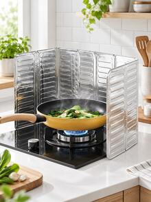 1/2/3/4pcs Kitchen Anti-Oil Splash Guard, Oil Splash Screen, Kitchen Oil Guard, Non-Stick Anti-Splash Guard, Aluminum Anti-Splash Guard, Stove Heat Insulation Board, Cooking, Frying, Baking Kitchen Tools, Home And Travel Essentials - View 6