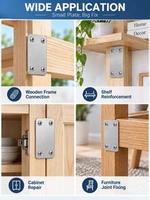 60 miếng miếng dán sửa chữa, giá đỡ kết nối phẳng 4 lỗ, phù hợp cho tủ, kệ, ghế và sửa chữa nhiều loại nội thất - A - Xem 6