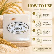Rice Milk Handmade Soap With Foaming Net, Cleanses And Purifies Pores, Softens Skin, Brightens Complexion, Improves Dullness, Roughness And Dryness, Suitable For Morning And Evening Face Wash And Bath - Milk - View 7
