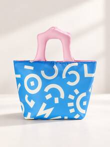 Cute Colorful Trapezoid Design, Abstract Geometric Print, Soft Thick Handle, Large Capacity Interior, Portable Insulated Food Storage And Lunch Bag, Suitable For Work, School, Office, Picnic, Travel, Back To School, Spring And Summer Outings - Multicolor - View 11