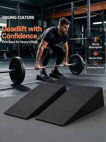 Bloque de soporte en cuña para sentadillas, adecuado para yoga, entrenamiento de fuerza y estiramiento profundo, bloque triangular de soporte para sentadillas, ladrillo de yoga para flexión profunda de piernas, cuña de fitness para sentadillas, tabla inclinada de EVA para estiramiento y levantamiento de piernas - Negro - Ver 1