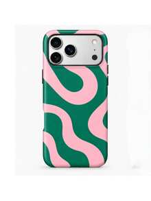 Multi-Color Striped Phone Case, Fashion Film & Transparent 2-In-1 Glossy Thick Protective Shell, Compatible With IPhone 12 13 14 15 16 17 18-FL-2LH - Green - View 1