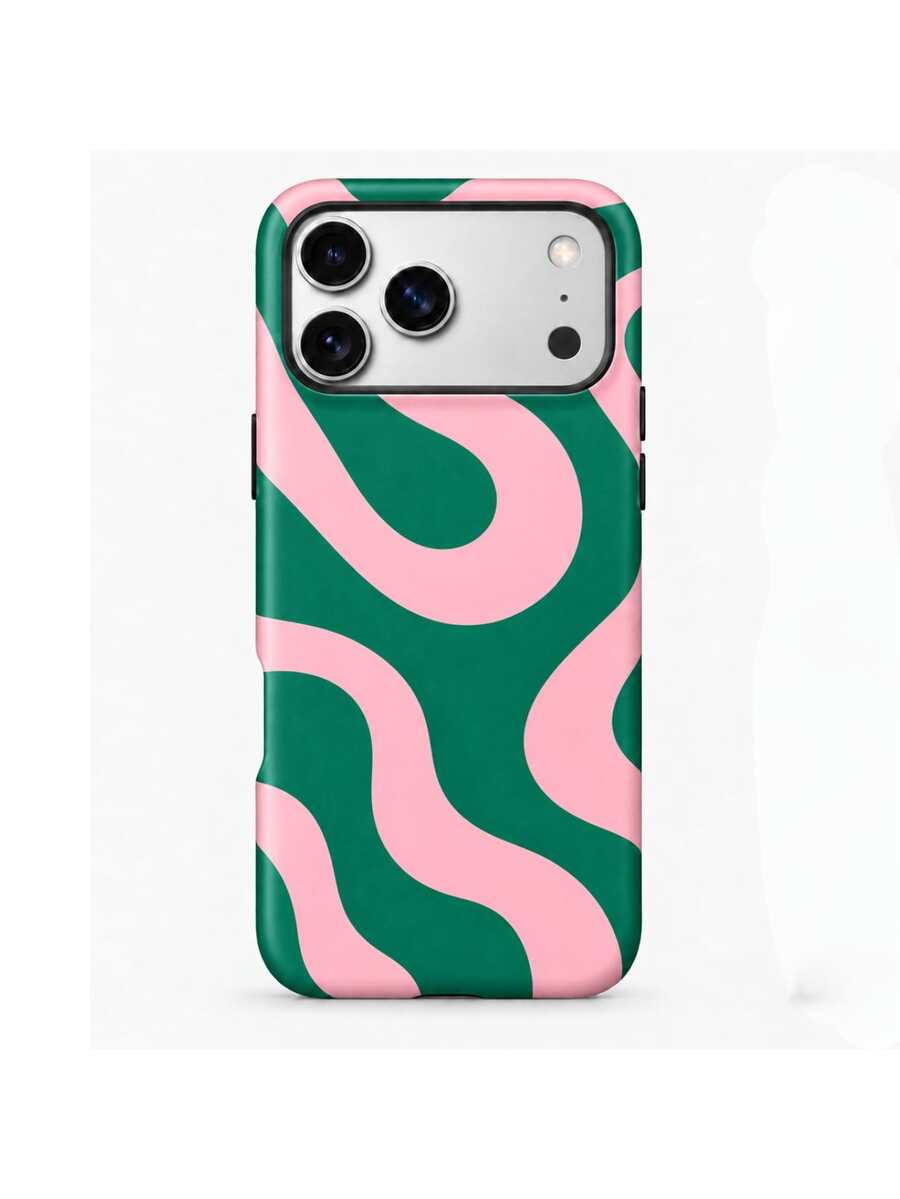 Multi-Color Striped Phone Case, Fashion Film & Transparent 2-In-1 Glossy Thick Protective Shell, Compatible With IPhone 12 13 14 15 16 17 18-FL-2LH - Green - View 1