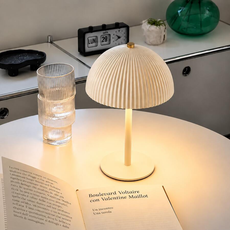LED現代觸控蘑菇燈，1800mAh可充電鋰電池，觸控感應開關，3色照明，無級調光，氛圍燈，便攜式小夜燈，緊湊設計，適用於客廳/臥室/玄關/餐廳