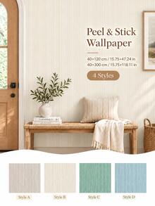 SUPSTICKER Striped Self-Adhesive Wallpaper, Removable PVC Wall Sticker, 15.7*47.2 Inches/15.7*118.1 Inches, 4 Styles, Suitable For Bedroom, Living Room Home Decor - Striped - View 1