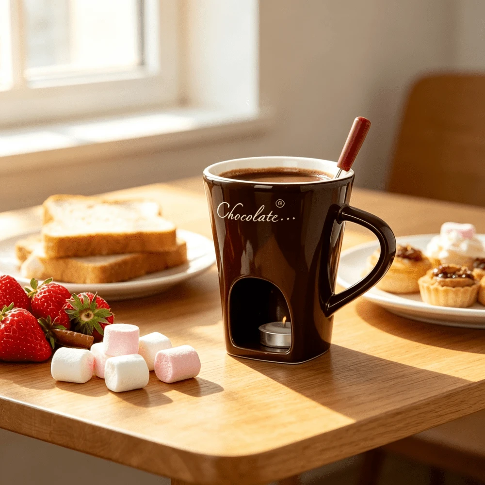 1 Chocolate Furnace, Chocolate Fire Boiler, Chocolate Melting Pot, Cheese Heating Cup, Chocolate Melting Pot With Fork, Suitable For Home, Party, Camping, Office - Easy To Clean