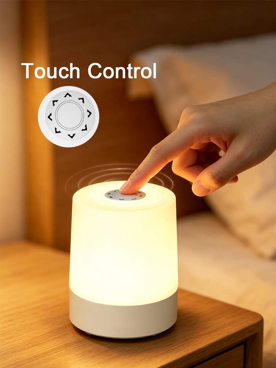 1pc LED Plug-In Night Light Table Lamp, Bedroom Bedside Lamp, Touch Control Night Light For Nursing, Eye-Protection Sleep Light