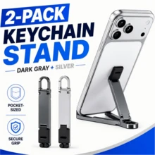 2pcs Mini Keychain Phone Stand Set, Compact Foldable Adjustable Smartphone Holder, 3-Point Stable Support, Non-Slip Grip, Pocket-Sized Daily Carry Stand, Suitable For Desk, Office, Travel, Video Calls, Watching, Reading, Vertical And Horizontal Use - Assorted Colors, 2-pack - View 3