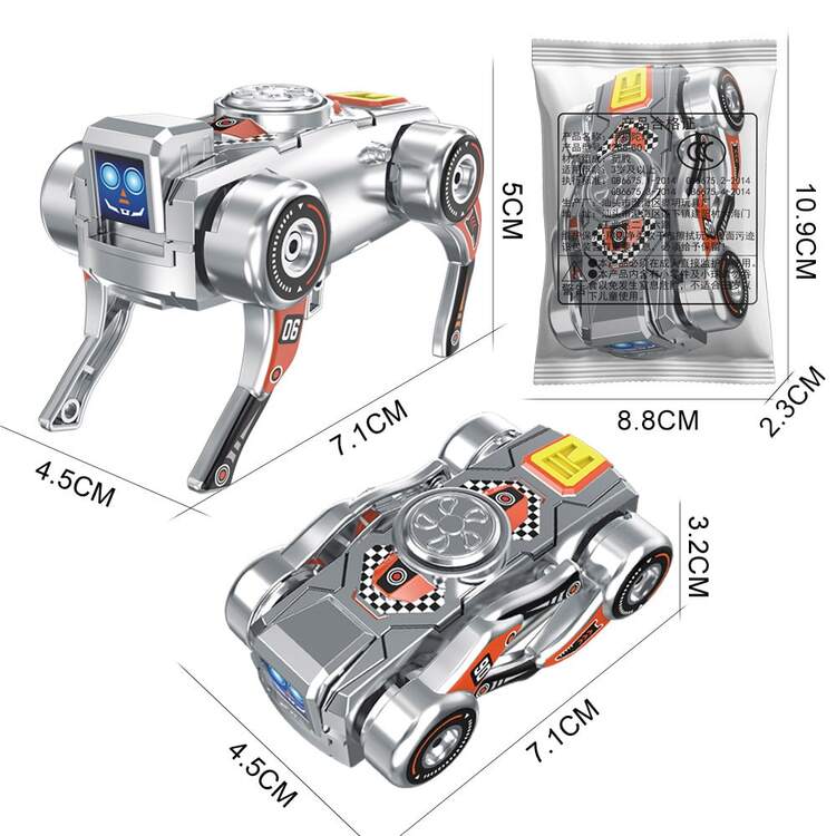 1件裝銀色橘色賽車變形機器狗玩具，新穎賽車創意機械變形玩具，適合青少年 - 彩色 - 查看 8