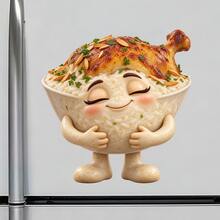 Nam châm tủ lạnh hình bát cơm gà ấm cúng, câu chuyện bữa tối tự nấu tại nhà cho những buổi tụ họp gia đình trong bếp, dùng cho mọi bề mặt kim loại trong nhà - A - Xem 2