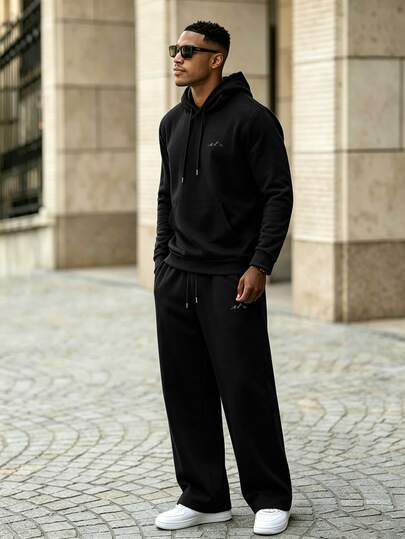Men's Long Sleeve Drawstring Hoodie And Sweatpants Casual Set