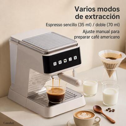 Casaluz Semi-Automatic Espresso Machine 20 Bar With Milk Frother, 30s Rapid Heating, 1.5L Removable Water Tank, 900W, 127V, For Ground Coffee, Cappuccino, And Latte