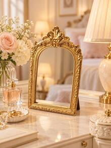 1pc Baroque Style Arched Carved Decorative Mirror, High-End Home Decor, Suitable For Living Room, Bedroom, Vanity, Housewarming Gift - 1PC - View 11