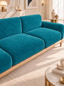 1pc Solid Color Silver Fox Fur Sofa Cover, High Elasticity Removable Washable All-Season Sofa Slipcover, Suitable For Patio, Garden, Poolside And Various Occasions, Single Piece Not Set Sofa Protector - Cadet Blue - View 7