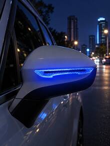 2pcs Car Rearview Mirror Reflective Stickers, Anti-Collision Warning Strips, High Visibility Reflective Decals, Flexible Side Mirror Edge Protection Stickers, Waterproof Exterior Car Decoration Accessories, For Vehicle Rearview Mirror Decoration - A - View 4